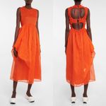 Cecilie Bahnsen Fang Draped Open Back Sleeveless Midi Dress Orange Photo 1