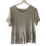 Francesca's Size Small Grey Floral Embroidered Peplum Babydoll Bohemian Style To Gray Photo 1