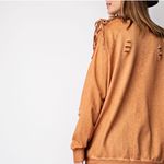 easel Distressed Tie Shoulder Sweatshirt - Sienna Photo 2
