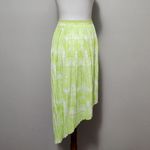 American Eagle  neon green batik aztec pleated high low skirt size large Photo 3