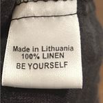 Flax  Black 100% Linen Cargo Tie Ankle Cropped Pants Size Medium Photo 3