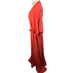 Reformation Winslow dress red orange flutter sleeve semi sheer wrap size M Photo 4
