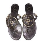 Jack Rogers Size 9 Sandals Jelly Thong Clear Glitter Medallion Gold Summer Beach Photo 0