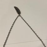 J.Crew Signed  Brass Tone Chain Necklace Feather Pendant With Rhinestone Photo 5