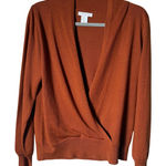 Christian Siriano Merino Wool Blend Surplice Sweater SZ L Rust Orange Fall Work Size L Photo 0