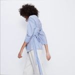 ZARA Striped Shirt with Bralette - Blue and White with Red Photo 5