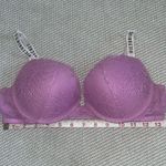 PINK - Victoria's Secret Victoria Secret PINK Lace Purple Push Up Padded T Shirt Bra 32B Underwire Photo 2