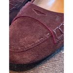 Tod's Suede Leather Burgundy Loafers Size 7 Stylish Comfortable Casual Purple Photo 6