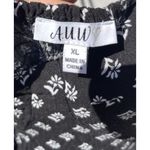 AUW As U Wish Babydoll Smocked Floral Black White Midi Dress Size XL Jumpsuit Photo 10