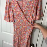 Billabong NWOT‎  women’s pink floral wrap tie flare sleeve mini summer dress XS Photo 1