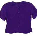 Vintage purple silk pleated ruffled short sleeve blouse Size 10 Size M Photo 1