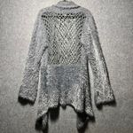 Esciô Grey Fuzzy Crochet Back Cardigan Sweater Women's Size M Open Front Gray Size M Photo 4