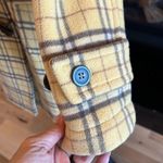 Yellow Brown Plaid Winter Coat Hooded Womens Photo 5