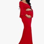 #4 Maternity Retro Off Shoulder Flare Sleeves Mermaid Gown Maxi PhotographyDress Red Size undefined Photo 10