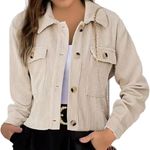 Cream corduroy jacket with button Photo 0