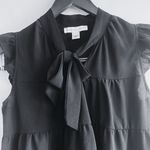 Monteau  Los Angeles Black Tiered Ruffle Sleeve Blouse‎  Size Small Photo 1
