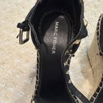 Marc Fisher  Black Studded Leather Espadrille Wedge Sandals Size 9M Photo 1