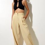 Motel Rocks NWT Motel Sakila Trouser Pleated Pants In Buttercream Yellow | Medium Photo 0