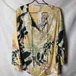 Soft Surroundings NWT WO SIZ XL PETITE TUNIC TOP YELLOW BLACK SAGE FLORAL DESIGN Photo 2
