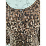 Classiques Entier  Brown Animal Print Silk Cashmere Blend Cardigan Sweater Sz L Photo 5