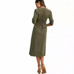 Lulu's pull me close olive green long sleeve maxi dress faux suede butto… Photo 2
