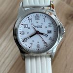 Bulova Caravelle by  Ladies Watch White Silicone Bracelet White Dial Date Window Photo 1