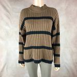 PaperMoon  Brown/Black Striped Cotton Mock-neck Sweater SMALL Photo 5