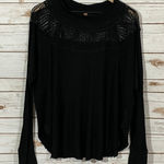 Free People Spring Valley Lace Trim Tunic Top - Black - Small Photo 0