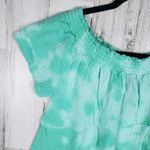 Bobi NWT  Gathered Scoop Neck Blue Splatter Tie Dye Top Women's Size Small Photo 3