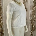 Michael Kors White Lace Blouse Women’s M Fringe Hem Short Sleeve Top Classic Photo 3