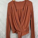 Free People Turnt Surplice Long Sleeve Thong Bodysuit Size M NWT Ginger Spice Photo 4