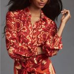 Farm Rio  Long-Sleeve V-Neck Floral Midi Shirt Dress | Fall Boho Style Size S NWT Photo 1