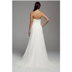 David's Bridal NWT  Ivory Empire Crinkle Chiffon Gown with Lace Applique Size 10 Photo 10