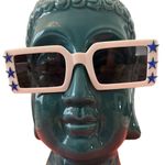 NWOT unbranded square white sunnies with blue star accents White Photo 0