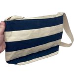 Dansko Cream & Navy Blue Striped Canvas Crossbody Bag Purse Snap Button Nautical Photo 4