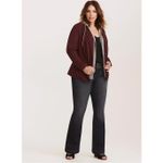 Torrid Knit Hood Blazer Merlot Red and Gray Twofer Jacket Size 3 Photo 1