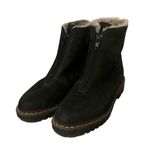 Vintage Regence Canada Black Suede Front Zip Sherpa Lined Chunky Booties 7B Size 7 Photo 0