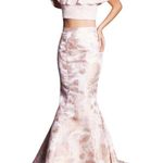 Jovani  Mermaid Off the Shoulder Two Piece Pink and Gold Gown 00 NWT Photo 1