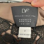 Diane Von Furstenberg DVF  Black Lace Leather Trim Barneys NY Mini Skirt Size 2 Photo 2