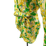 ZARA ‎ Green Yellow Floral Print Satin Wrap Mini Dress Size Medium Photo 8