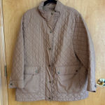 Lands' End  Womens Quilted Barn Coat Jacket Tan‎ Brown Lightweight Classic Photo 0