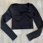 NWOT OQQ Sweetheart Ruched Cropped Long Sleeve Activewear Top Photo 0