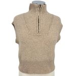Pink Rose Sleeveless Beige Mock Neck Quarter Zip Sweater Vest Size Small Photo 1