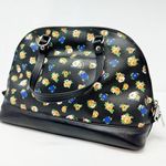 Coach Tea Rose Black Blue Floral Sierra Satchel Top Handle Doctor Crossbody Bag Photo 2