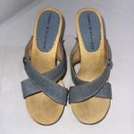 Tommy Hilfiger Vintage  Y2K 90s Studded Wooden Block Denim Heels Size 6M Photo 2