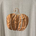State of Mine  x-large fall pumpkin tshirt long sleeve metallic orange semi sheer Photo 2