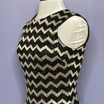 Betsy and Adam Black / Silver Chevron Striped Sleeveless Cocktail Dress Size 8 Photo 7