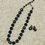 Vintage W Germany Aurora Borealis Rhinestone necklace with clip on Earrings set Photo 2