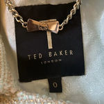 Ted Baker Pale Green Yellowish Cropped Boucle Biker Jacket Size 0 US Size 2 Photo 7