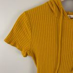 Forever 21 Mustard Yellow Ribbed Short Sleeve Drawstring Hoodie Bodycon Dress Photo 4